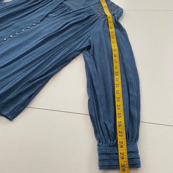 Free People Canyon Rose Button Down Top Blue Size L/G - Picture 10 of 14